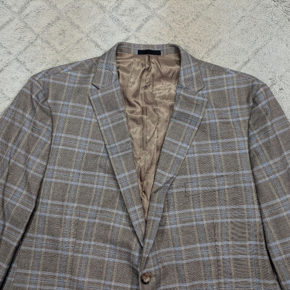 Lauren Ralph Lauren Jacket Mens 50R Gray Blue Plaid Ultraflex Blazer Black Label - Picture 2 of 11